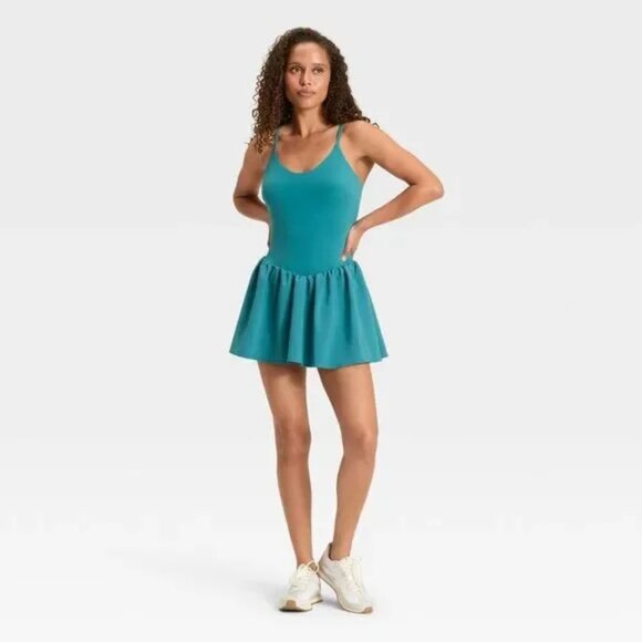 NWT JoyLab - Women's Drop Waist Active Dress - JoyLab Teal Gree Green - Picture 1 of 7